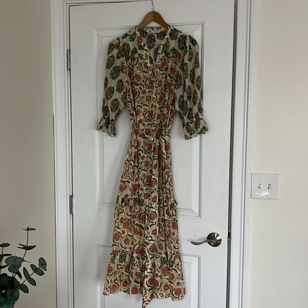 Zara printed midi dress, size M